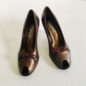 Franco Sarto Leather Peep Toe High Heel Pump